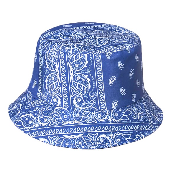 Stylish Print Blue Fishermans Hat 💯 Cotton - Picture 1 of 1